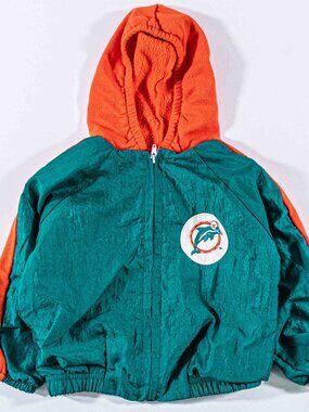 Vintage 90s Miami Dolphins BabyFair Windbreaker Jacket 3T NFL Kids Rare